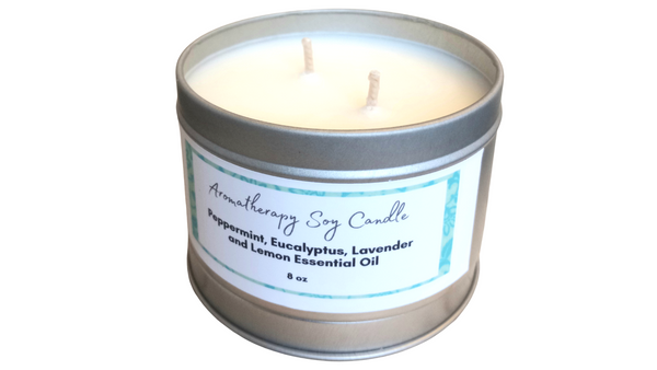 Aromatherapy 8 oz Candles With Peppermint & Lavender