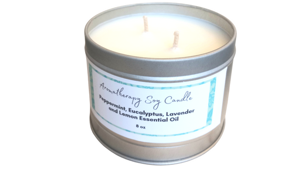 Aromatherapy 8 oz Candles With Peppermint & Lavender